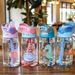 1pc 16.23oz Cute Cartoon Water Bottle, Portable Sports Water Cup With Straw, Suitable For Outdoor Camping Picnic Travel_maomaolike.com