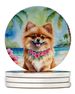Pomeranian Luau Large Sandstone Coasters Pack Of 4 Absorbent Round Coasters Decor Gifts For Men Or Women, 4 In, Multicolor_maomaolike.com