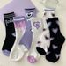 Unisex Purple love socks women's high appearance level mid-tube socks ins tide cartoon sport long_maomaolike.com
