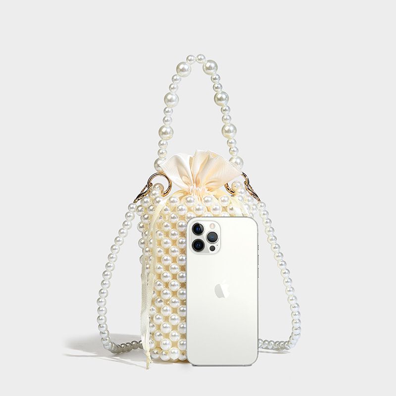 Niche Design Crossbody Bucket Simple Personality Single Shoulder Sweet Cool Style Bag Fashion Woven Beaded Handbag_maomaolike.com