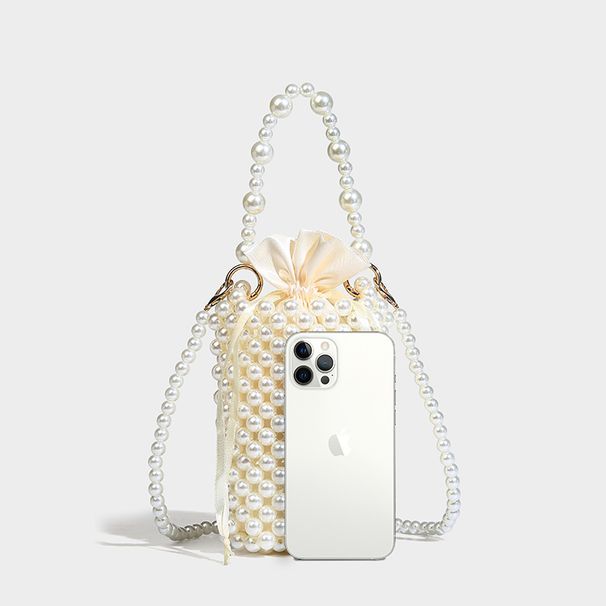 Niche Design Crossbody Bucket Simple Personality Single Shoulder Sweet Cool Style Bag Fashion Woven Beaded Handbag_maomaolike.com