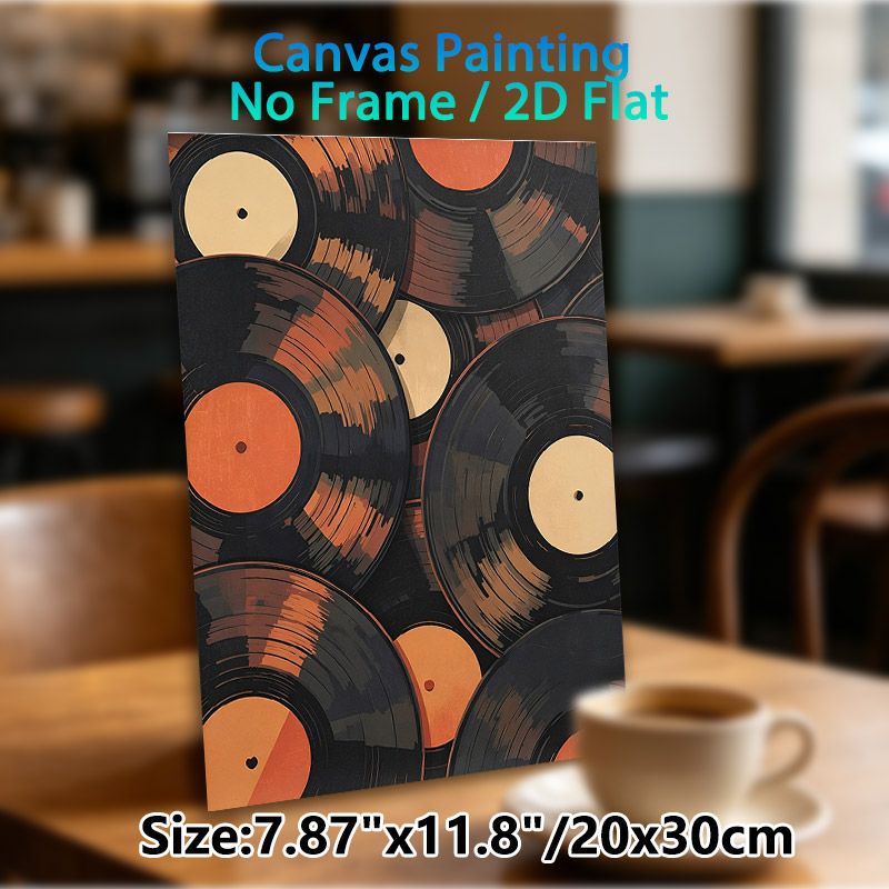 Vinyl Records Themed Painting Poster, Warm-toned Retro Layered Vinyl Records Poster, Nostalgic Music-themed Decor Suitable For Music Rooms, Living_maomaolike.com