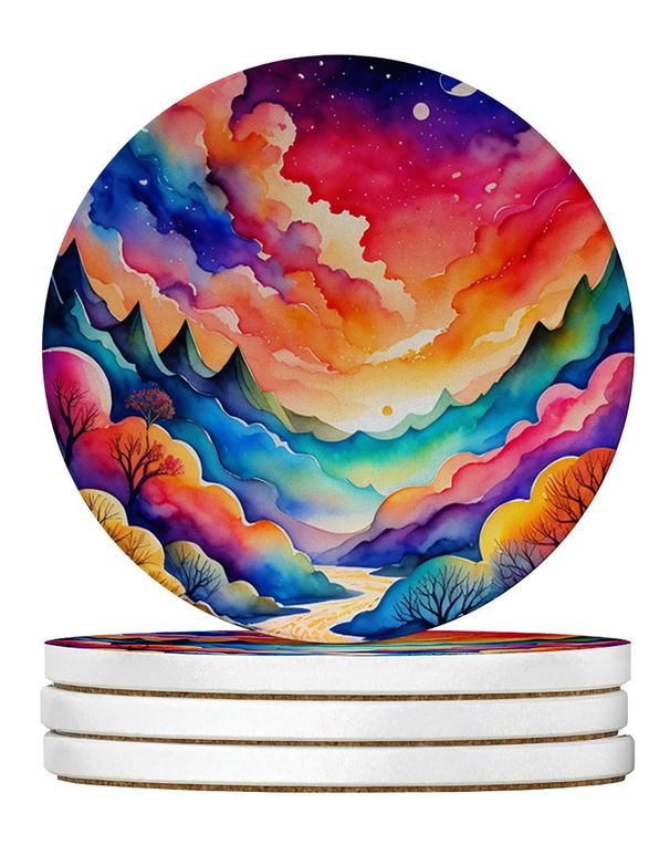 Colorful Amaranths Large Sandstone Coasters Pack Of 4 Absorbent Round Coasters Decor Gifts For Men Or Women, 4 In, Multicolor_maomaolike.com