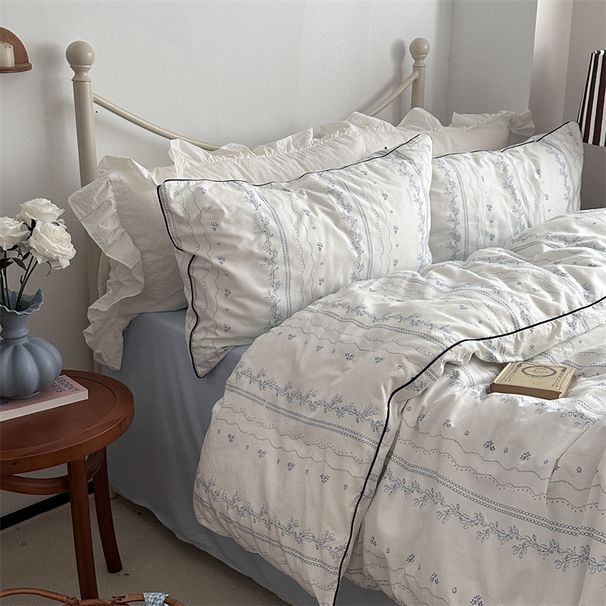 Wholesale INS French Country Style Inlaid Rope 4-Piece Vintage Small Floral Bed & Breakfast Apartment Pure Cotton Four-Piece Set_maomaolike.com