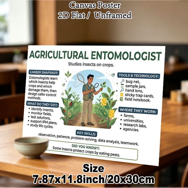 Agricultural Entomologist Painting Poster, Informative Educational Infographic Poster, Detailed Career Guide For Crop Insect Studies, Ideal For_maomaolike.com