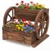 2-Tier Raised Garden Bed Rustic Fir Wood Wagon Shape With Drainage Holes And Wheels For Growing Flowers Or Displaying Potted Plants_maomaolike.com