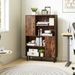 47 Inch Storage Cabinet Freestanding Bookcase With 2 Doors And 4 Open Shelves With Adjustable Foot Pads For Books, Photos, Decorations And Storage Boxes_maomaolike.com