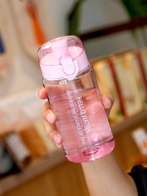 550ml/18.6oz Transparent With Scale Filter Plastic Water Cup Men Women Students Anti-fall Leakproof Drinking Bottle_maomaolike.com
