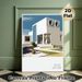 Modern Architecture Painting Poster, Sleek Minimalist Geometric House With Neat Garden Poster, Contemporary Clean Visual Suitable For Living Room_maomaolike.com