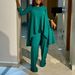 Women's Clothing fashionable temperament large size long sleeved tops wide leg pants suit_maomaolike.com