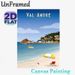 Val-André Coastal Town Painting Poster, Vibrant Retro Scenic Seaside Poster, Sunny Beach With Sailboat & Coastal Houses Design, Adds Tranquil Coastal_maomaolike.com