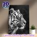 Tiger Themed Painting Poster, Monochrome Realistic Tiger Portrait Poster, Detailed Wildlife Artwork, Ideal For Living Room, Office And Home Decor_maomaolike.com