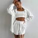 Women's Clothing new arrival lapel loose shirt high waist shorts two piece fashion casual suit_maomaolike.com
