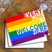 Rainbow Striped Welcoming Slogan Painting Poster, Vibrant Color-blocked Text Art Poster, Warm Inclusive Message Suitable For Home, Café And Community_maomaolike.com