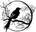 Metal Raven Crow Decor - Gothic Halloween Black Metal Wall Art Sign - Unique Halloween Garden Decor_maomaolike.com
