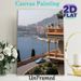 Coastal City & Vintage Car Painting Poster, Serene Scenic Bay & Ornate Architecture Poster, Elegant Coastal Urban Landscape Adds Tranquil Vibe, Ideal_maomaolike.com