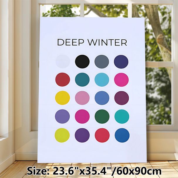 Deep Winter Color Palette Painting Poster, Vibrant Minimalist Color Dot Poster, Practical Color Reference Ideal For Home Studio, Fashion Workspace_maomaolike.com