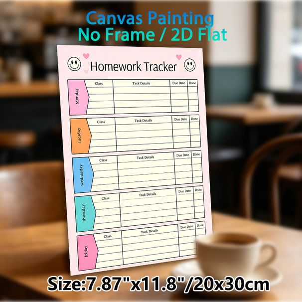 Homework Tracker Painting Poster, Pastel-toned Cute Weekly Layout Poster, Functional Tool To Organize Daily Homework Tasks Ideal For Study Space, Home_maomaolike.com