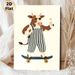 Cool Skateboarding Cow Painting Poster, Playful Cartoon Style Poster, Whimsical Design Of Cow In Overalls Holding Milk Bottle On Skateboard, Ideal For_maomaolike.com