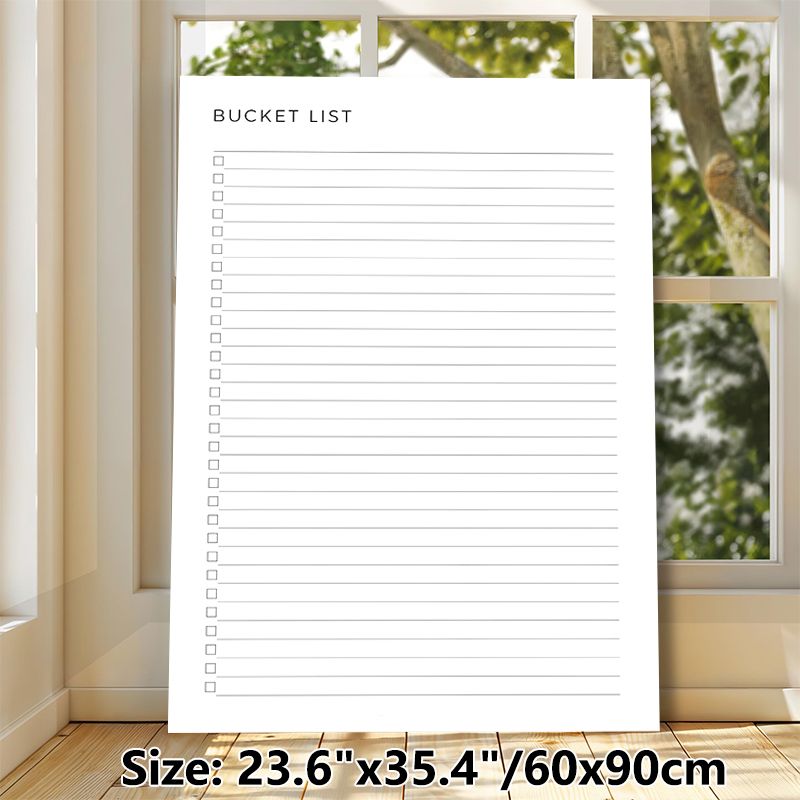 Bucket List Painting Poster, Minimalist Monochrome Checklist Poster, Practical Design To Record Personal Goals And Dream Activities, Suitable For_maomaolike.com