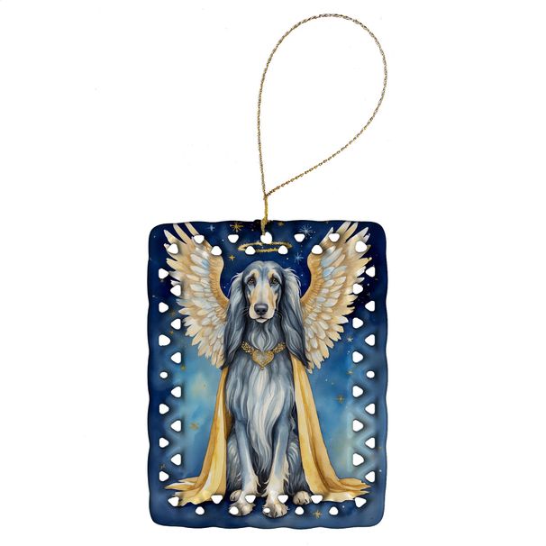 Afghan Hound My Angel Porcelain Ornament Christmas Tree Hanging Decorations For Home Christmas Holiday, Rectangle, Gift, Multicolor_maomaolike.com