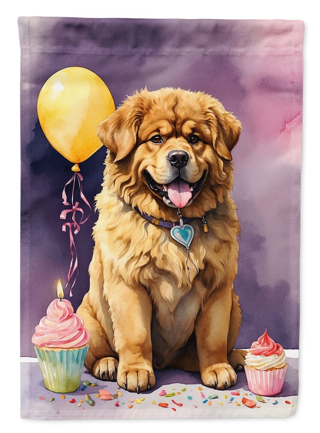 Tibetan Mastiff Happy Birthday House Flag Large Porch Sleeve Pole Decorative Outside Yard Banner Artwork Wall Hanging, Polyester, House Size, Multicolor_maomaolike.com