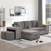 104.5" Pull Out Sleeper Sofa Reversible L-Shape 3 Seat Sectional Couch With Storage Chaise And 2 Stools For Living Room Furniture Set_maomaolike.com