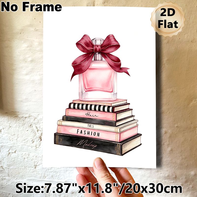 Fashion & Perfume Themed Painting Poster, Delicate Watercolor Style Glamorous Perfume & Fashion-themed Stacked Pieces Poster, Elegant Chic Decor For_maomaolike.com