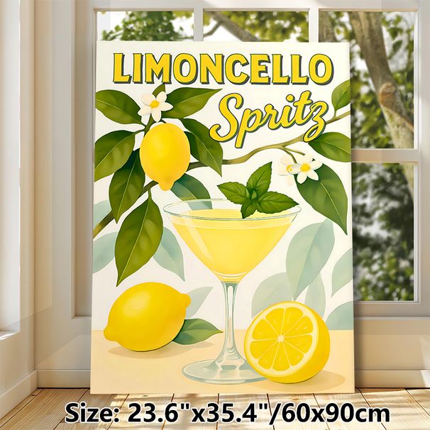 Limoncello Spritz Painting Poster, Bright Citrus & Cocktail Illustration Poster, Refreshing Decor Ideal For Kitchen And Dining Space_maomaolike.com