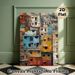 Colorful Stacked Urban Buildings Painting Poster, Weathered Rustic Dense Cityscape Poster, Brings Rich Cultural Urban Vibe Ideal For Living Room_maomaolike.com