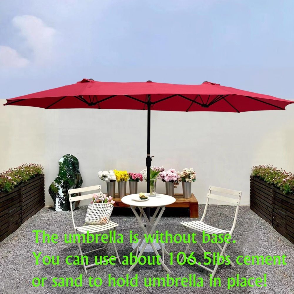 15Ftx9FtDouble-Sided Patio Umbrella Outdoor Market Table Garden Extra Large Waterproof Twin Umbrellas With Crank And Wind Vents For Garden Deck Backyard Pool Shade Outside Deck Swimming Pool_maomaolike.com
