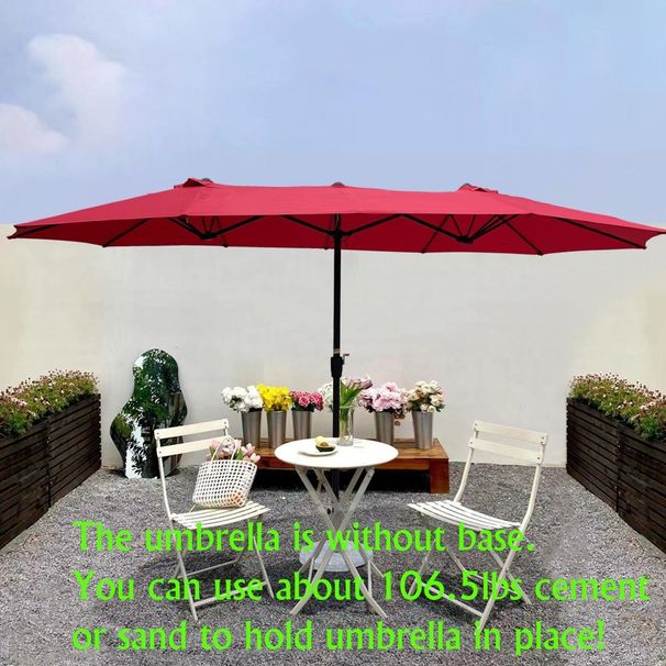 15Ftx9FtDouble-Sided Patio Umbrella Outdoor Market Table Garden Extra Large Waterproof Twin Umbrellas With Crank And Wind Vents For Garden Deck Backyard Pool Shade Outside Deck Swimming Pool_maomaolike.com