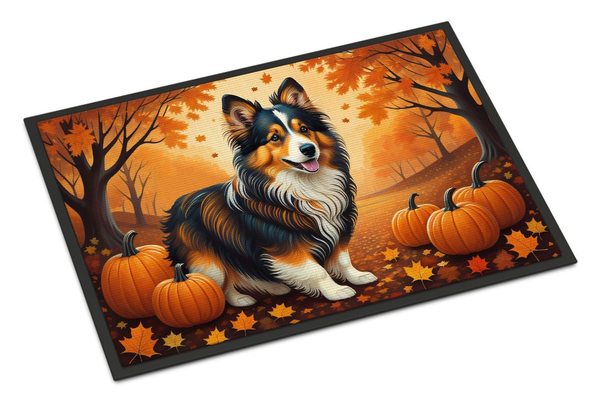 Sheltie Fall Doormat Front Door Mat Indoor Outdoor Rugs For Entryway, Non Slip Washable Low Pile, 24H X 36W_maomaolike.com