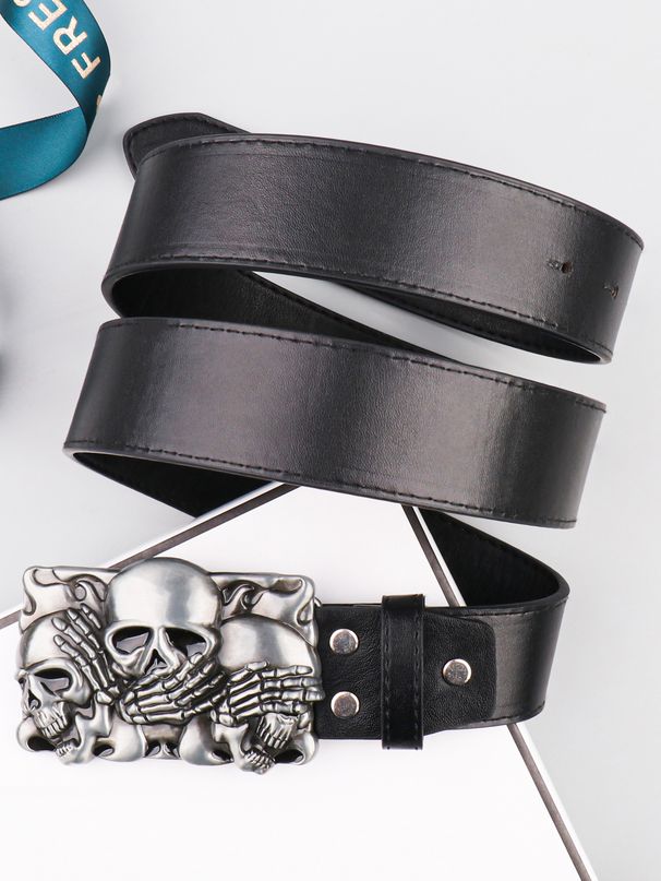 HOT Western Cowboy PU Leather Belt - Men Waist Strap Bull Decoration Floral Engraved for Jeans_maomaolike.com