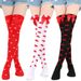 Unisex Red lips heart Valentine's Day women's stockings Holiday dress up Date party knitted bow socks_maomaolike.com