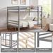 Full Over Full Bunk Bed With Thick Posts,Wooden Bunk Bed With High Guardrail And Ladder For Kids, Teens, Dorm Rooms, And Guest Rooms,No Box Spring Needed, Grey_maomaolike.com