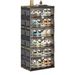 6 Tiers 12 Pairs Hard Plastic Shoe Storage Organizer Cabinet For Entryway, Large Stackable Collapsible Sneaker Shoe Box Organizer For Closet, Portable Folding Shoe Cabinet With Doors, Black_maomaolike.com