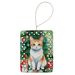 Japanese Bobtail Cat By The Christmas Tree Porcelain Ornament Christmas Tree Hanging Decorations For Home Christmas Holiday, Rectangle, Gift, Multicolor_maomaolike.com