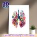 Floral Lung Painting Poster, Delicate Watercolor Floral Human Lung Shaped Poster, Unique Artistic Decor Ideal For Home, Clinic And Office_maomaolike.com