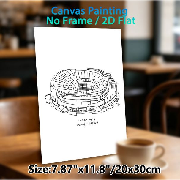 Soldier Field Stadium Painting Poster, Minimalist Line Art Poster, Hand-drawn Chicago Illinois Stadium Artwork, Ideal For Sports Enthusiasts' Home And_maomaolike.com
