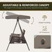 Patio Swing Bench 3-Person Steel Canopy Cushioned With Side Trays Comfortable Brown_maomaolike.com