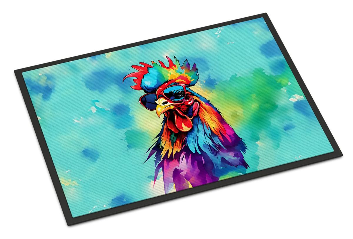 Hippie Animal Rooster Doormat Front Door Mat Indoor Outdoor Rugs For Entryway, Non Slip Washable Low Pile, 24H X 36W_maomaolike.com