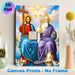 Holy Trinity Painting Poster, Vibrant Orthodox Religious Icon Style Poster, Solemn Spiritual Artwork Ideal For Church, Home Prayer Space_maomaolike.com