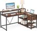L-Shaped Desk, Industrial Corner Desk With Drawer & Shelves_maomaolike.com