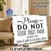 No-Flush Toilet Paper Bilingual Reminder Painting Poster, Vintage Distressed Black-and-White Typographic Poster, Clear Dual-language Notice Suitable_maomaolike.com