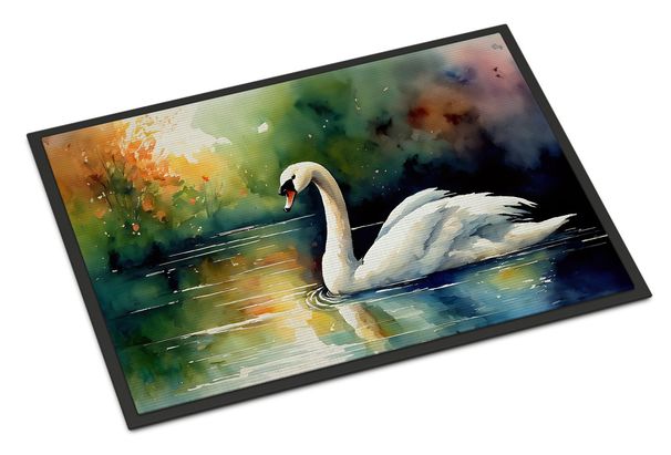 Swan Doormat Front Door Mat Indoor Outdoor Rugs For Entryway, Non Slip Washable Low Pile, 24H X 36W_maomaolike.com