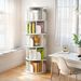 5 Tier Rotating Bookshelf, Display Round Spinning Bookshelf, Space-Saving, Small Space Rotating Bookshelf Tower For Bedroom, Living Room, Home, Office, Warm White_maomaolike.com