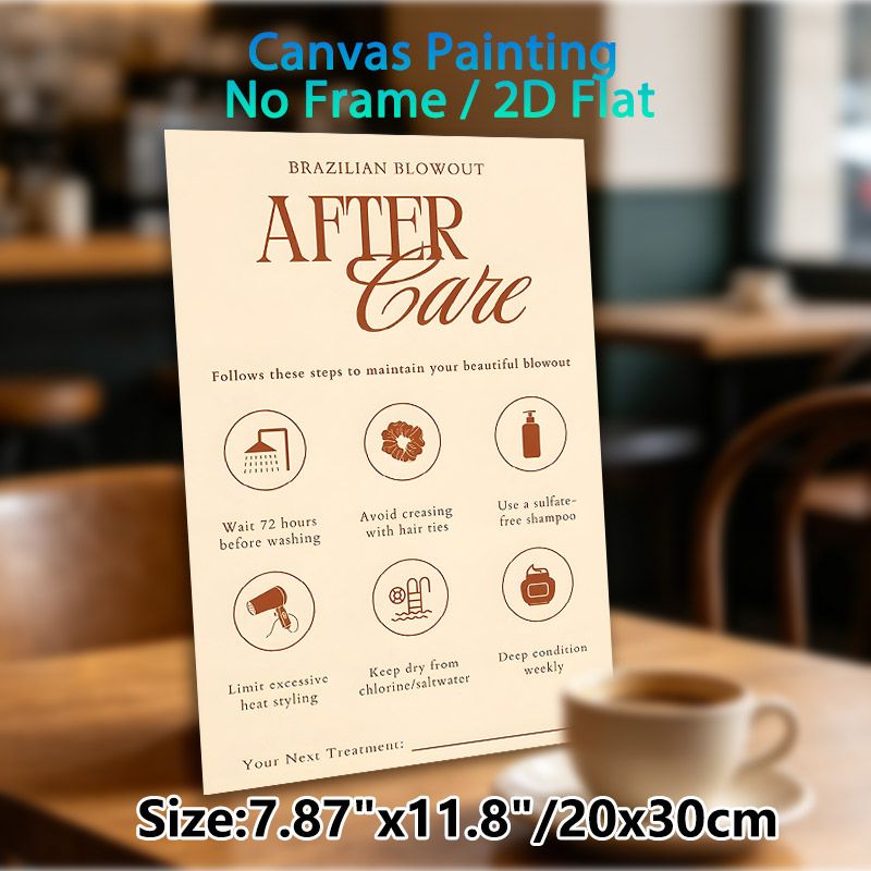 Brazilian Blowout After Care Painting Poster, Warm-toned Minimalist Hair Care Guide Poster, Provides Practical Blowout Maintenance Steps, Suitable For_maomaolike.com