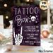 Halloween Tattoo Bar Painting Poster, Dark Purple Watercolor-style Poster, Features Clear Temporary Tattoo Application Steps, Suitable For Halloween_maomaolike.com