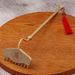 Brass Nine-Tooth Nail Journey To The West Pig Eight Jie Weapon Massage Comb Meridian Long Handle Rake Metal Ornament Craft_maomaolike.com